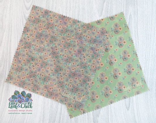 exclusive Leaf & Chick fabric design on beeswax wraps