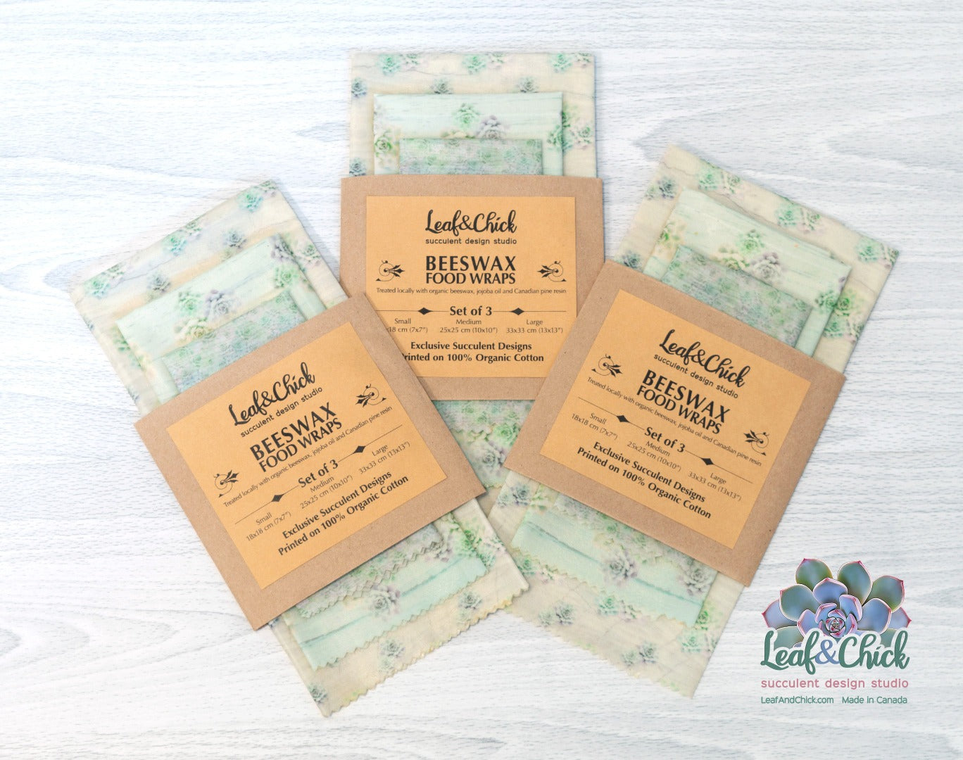 Set of 3 Beeswax Wraps | Greens