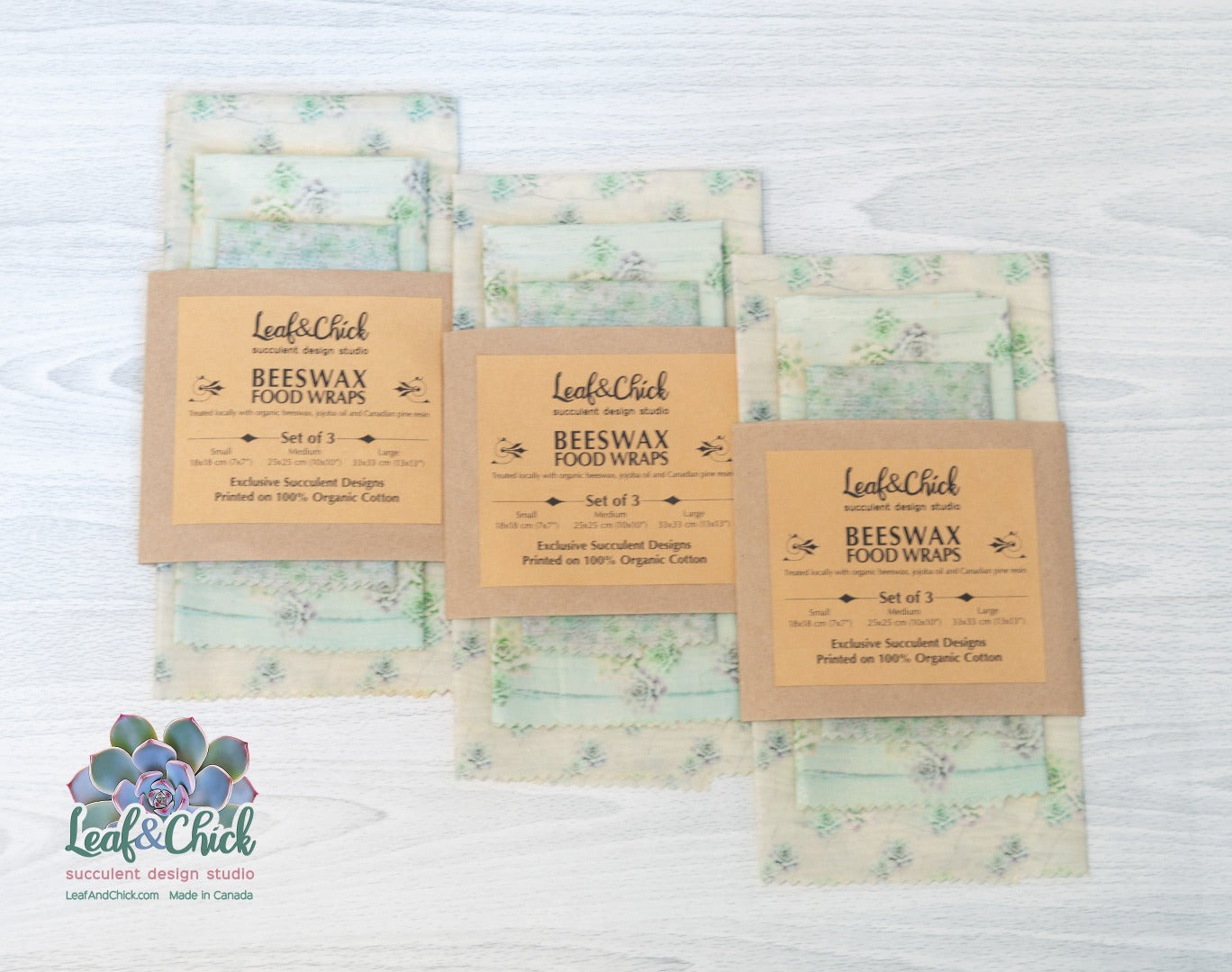 Set of 3 Beeswax Wraps | Greens