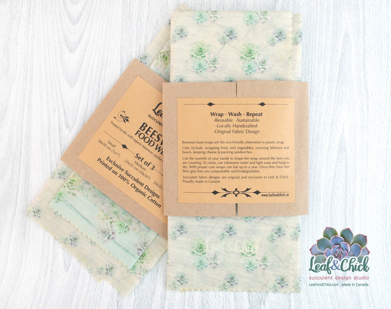 Set of 3 Beeswax Wraps | Greens