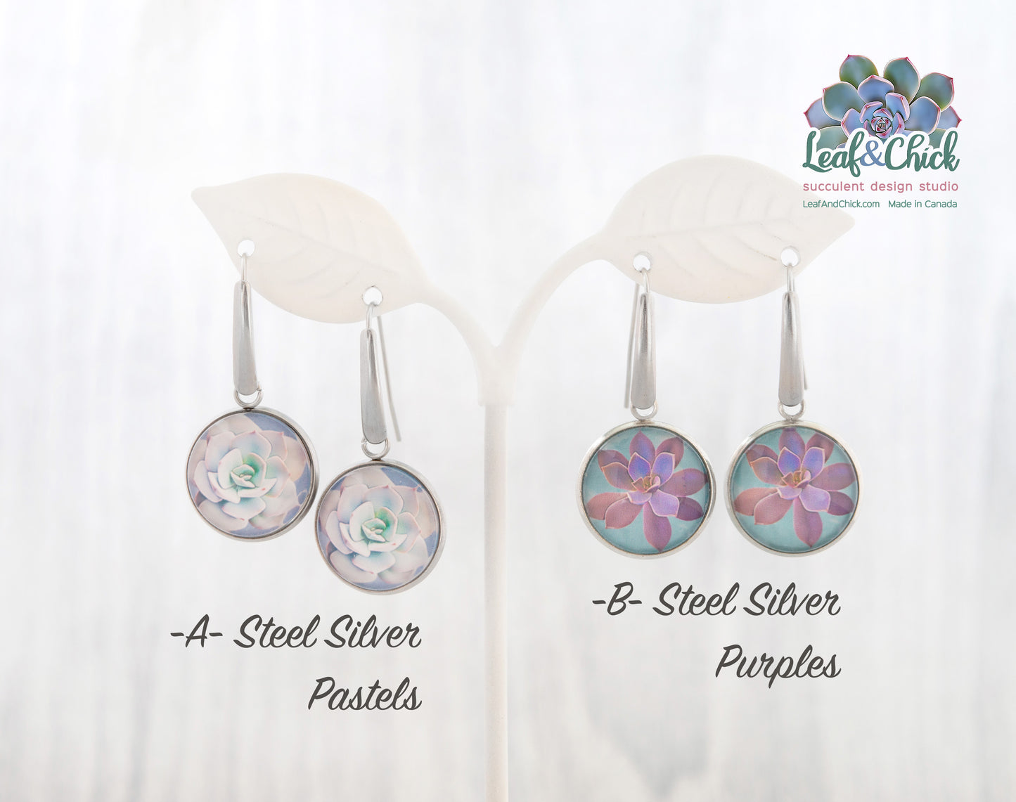 Silver Steel Drop Earrings