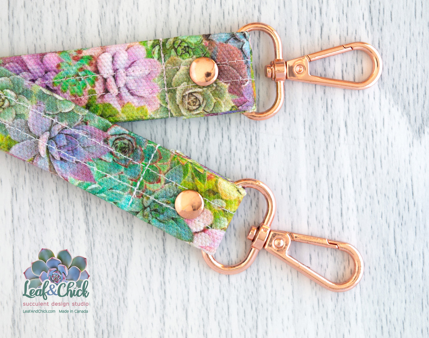 Succulent Collage Keychain Wristlet