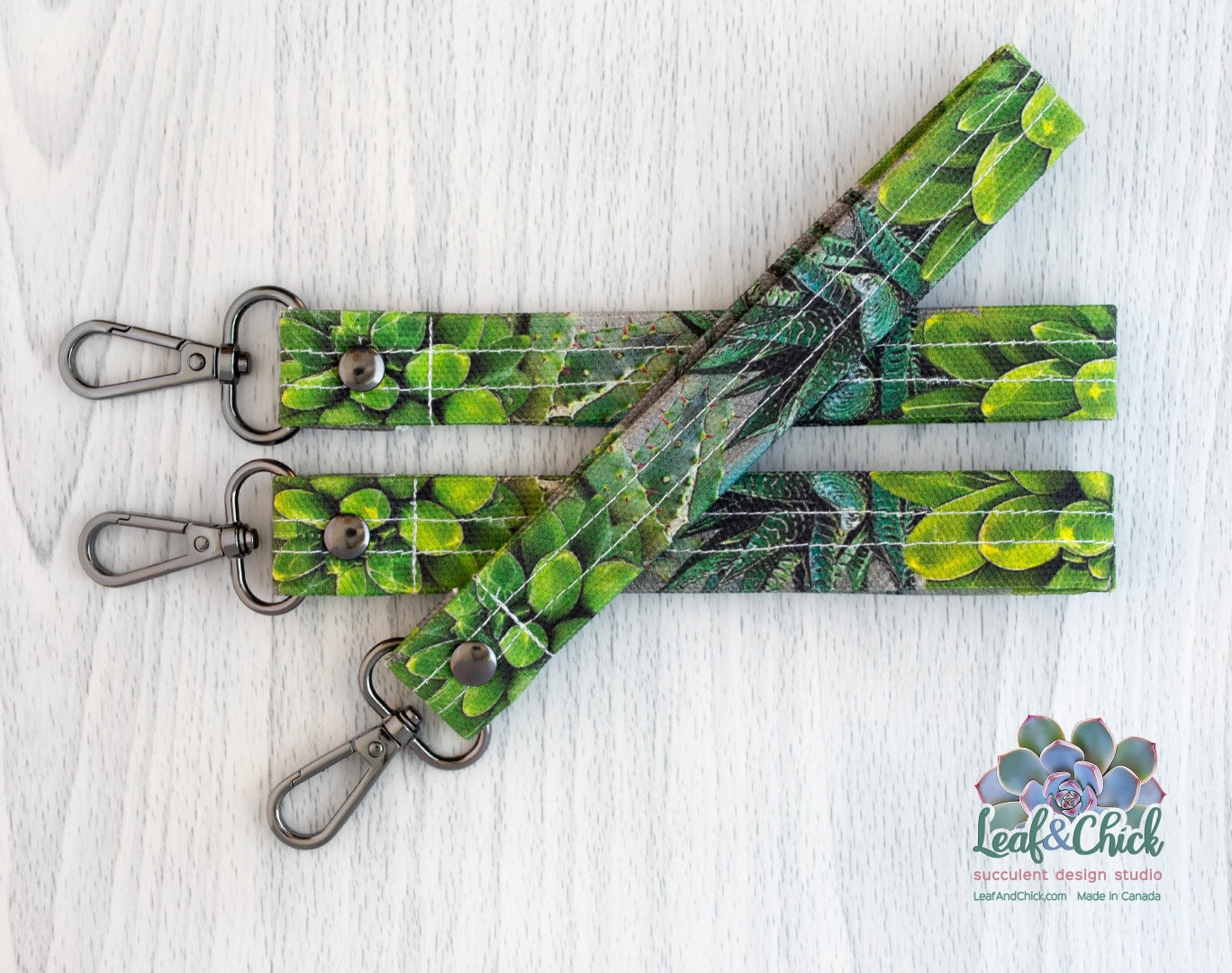 grey and green key fob keychain