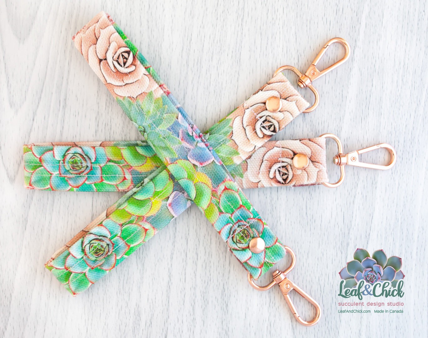 quality rose gold swivel hooks on a custom art key fob