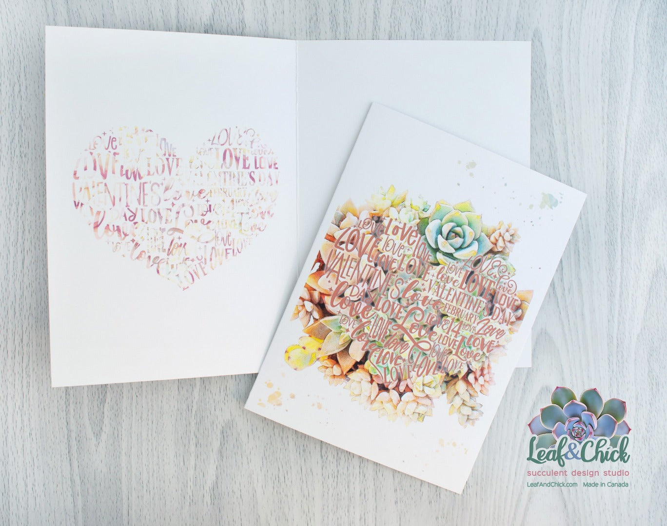 front and inside valentines day card art