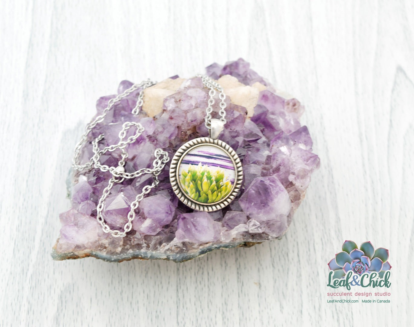 Green & Purple Haworthia Pendant