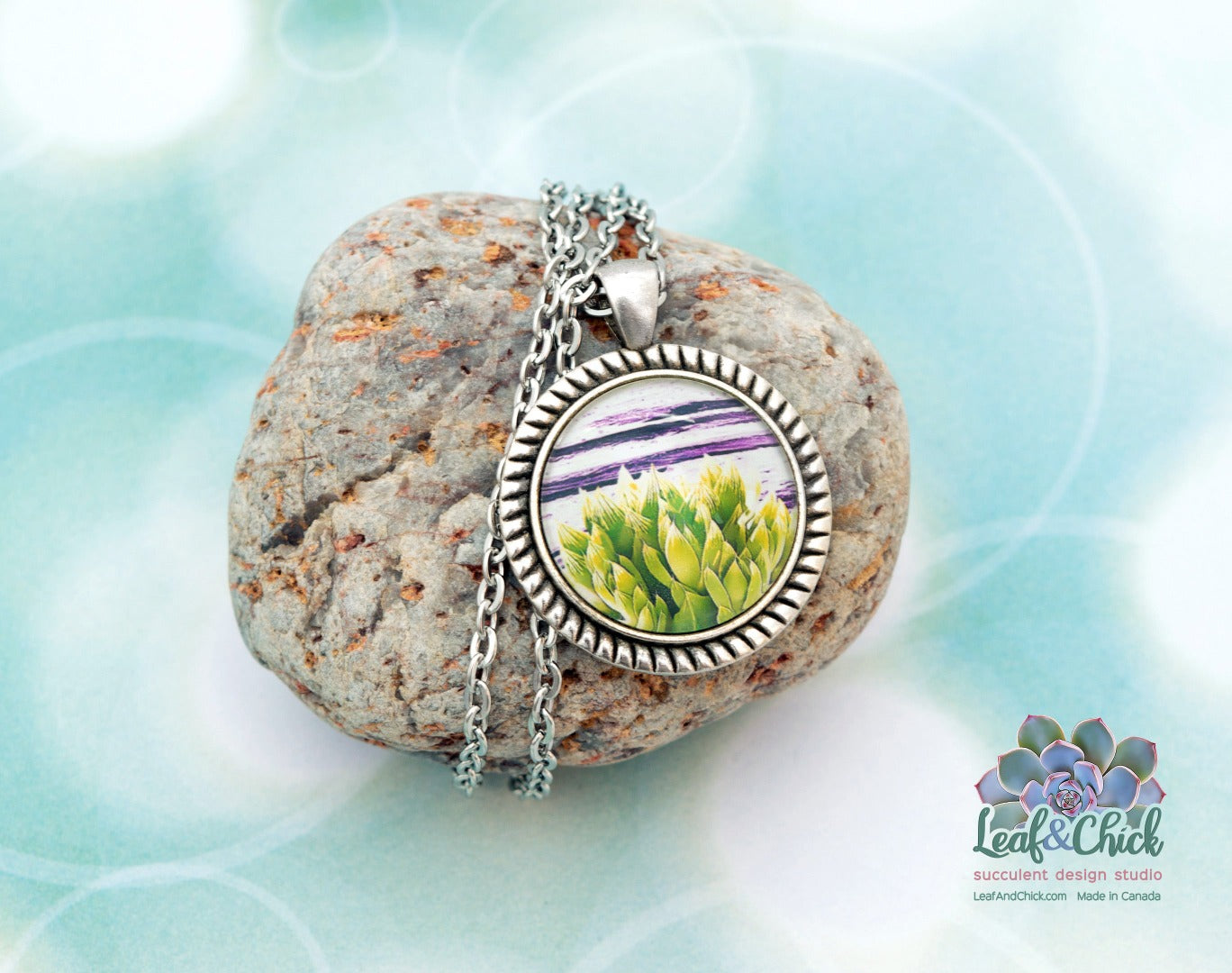 Green & Purple Haworthia Pendant