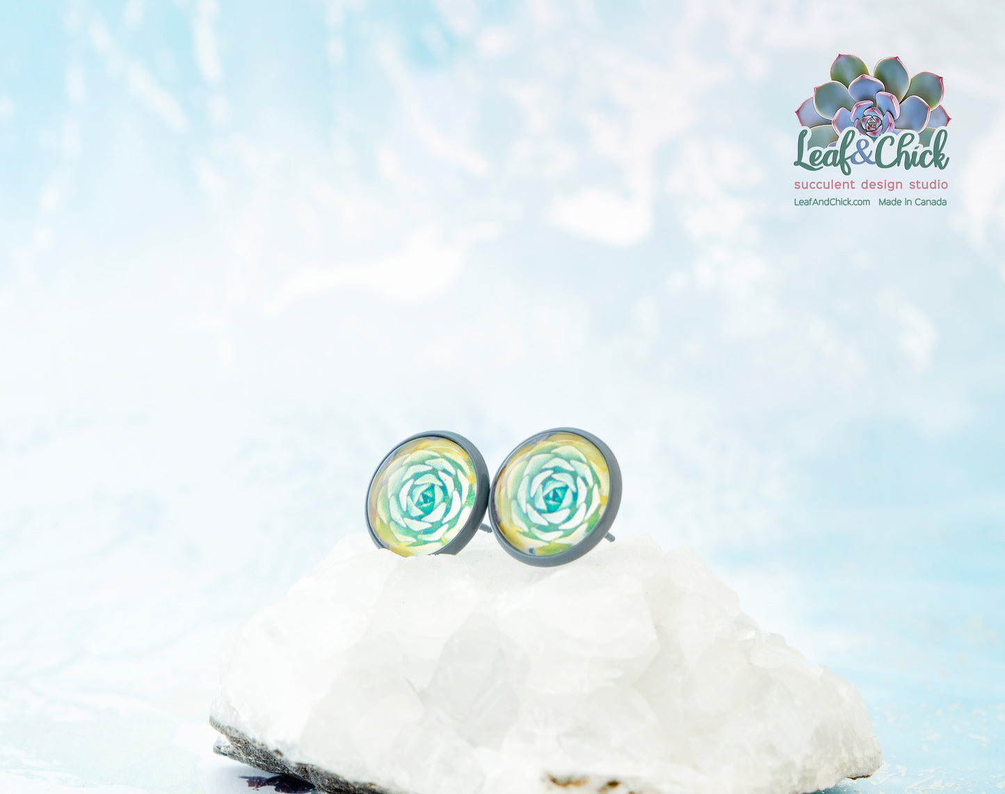 grey enamel stud earrings