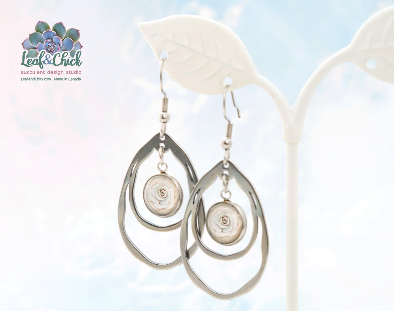 stainless steel ripple drop dangle earrings