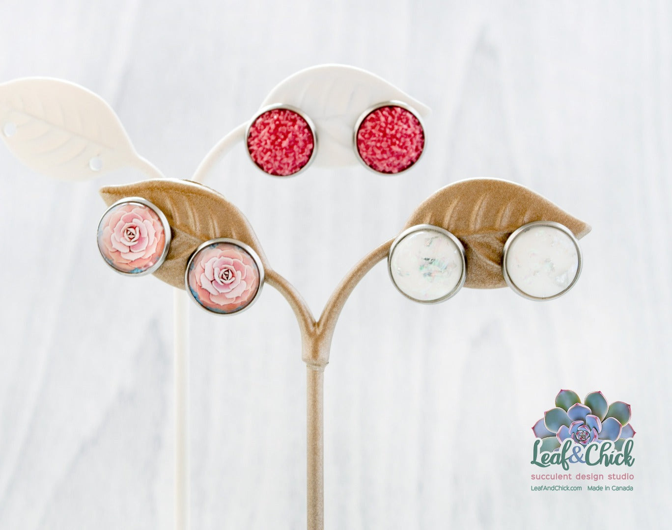 set of three coordinating stud earrings