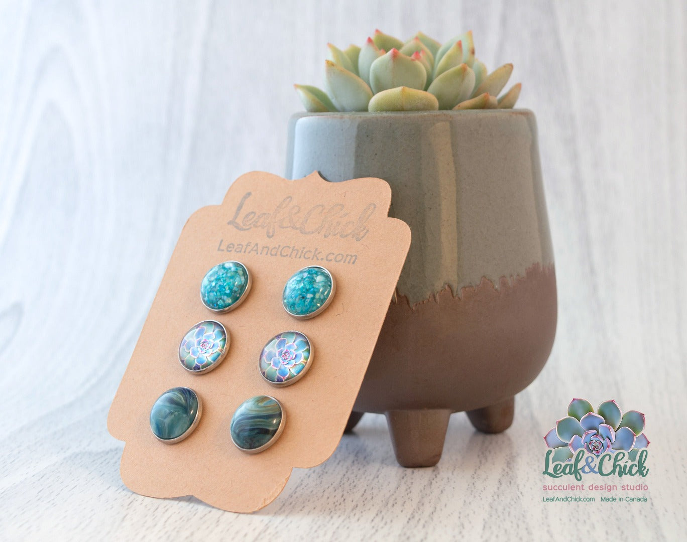 Blues & Glitz Trio Stud Set