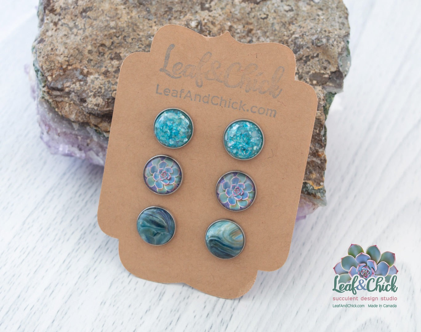Blues & Glitz Trio Stud Set