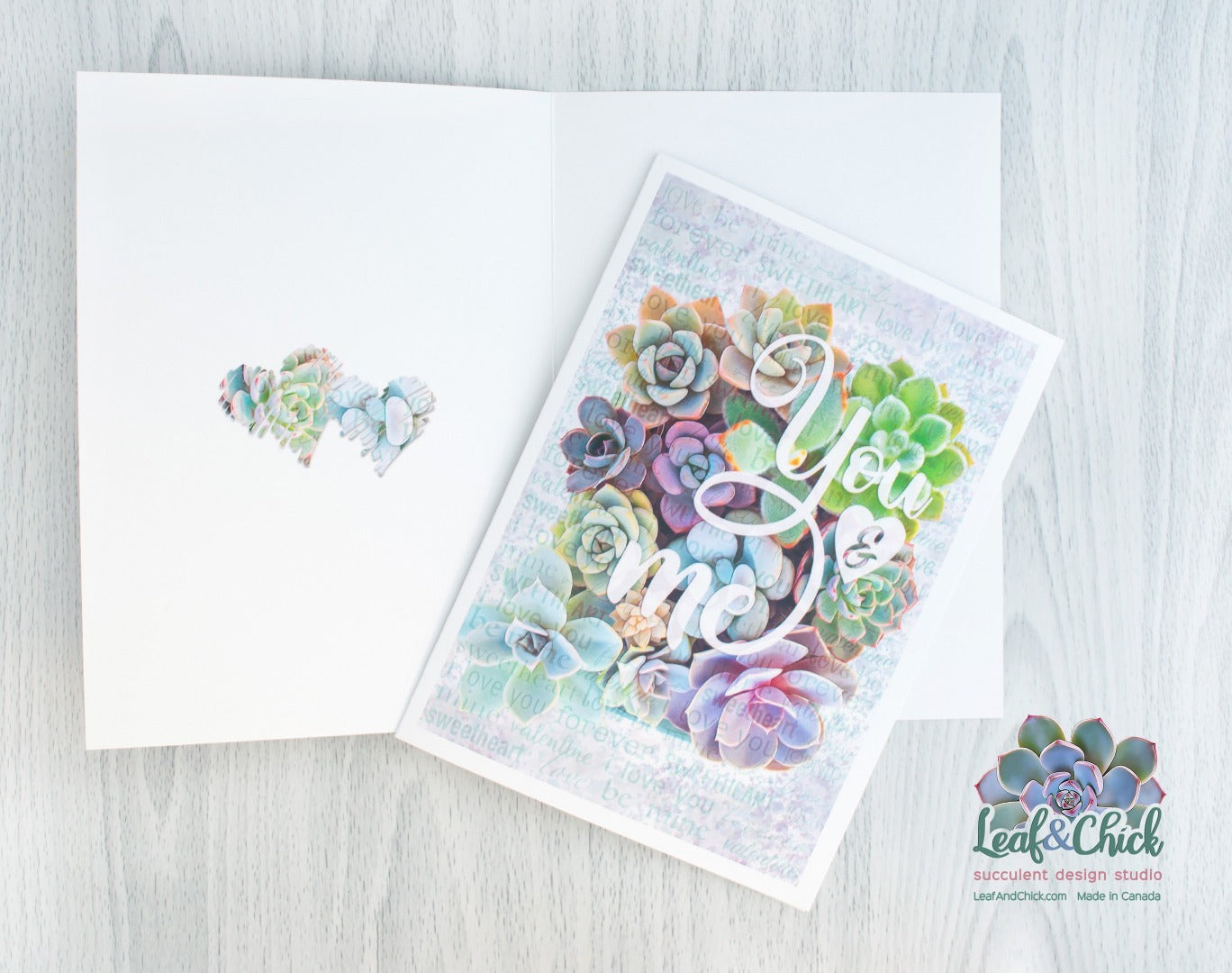 heart art on inside left of valentines card