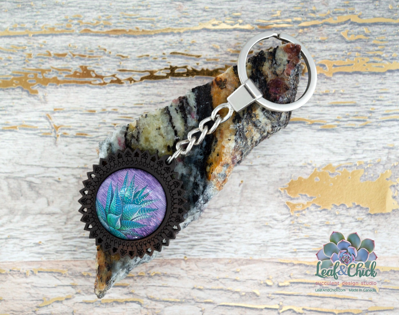 Wooden Haworthia Keychains