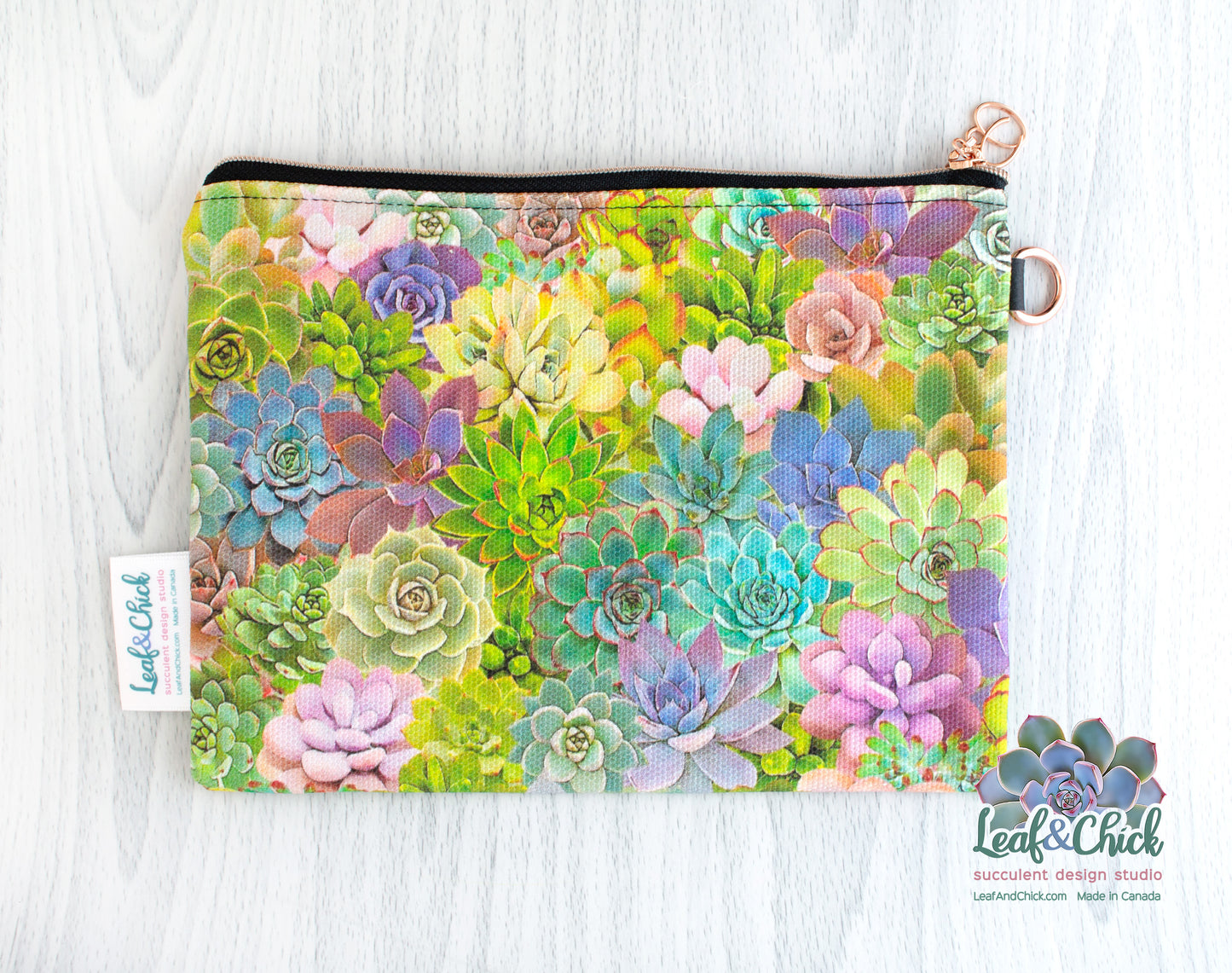 Succulent Collage Zipper Pouch