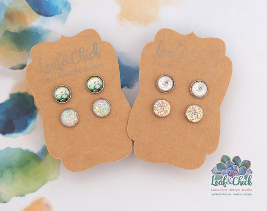 Tiny Stud Duos Greens or Ivories