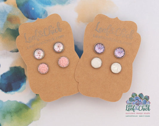 Tiny Stud Duos Pinks or Purples