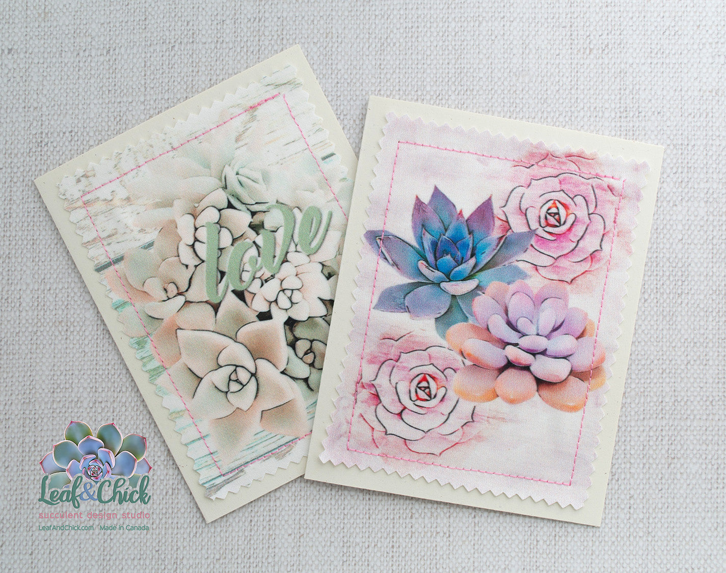 Pink Succulent Greeting Cards