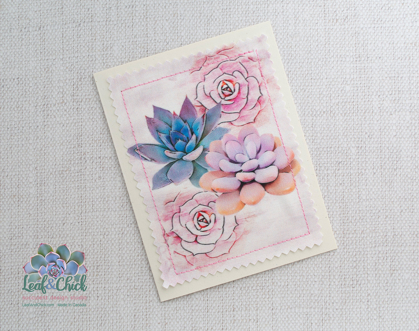 Pink Succulent Greeting Cards