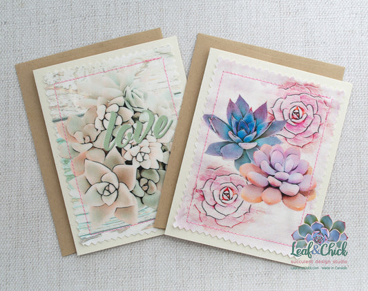 Pink Succulent Greeting Cards