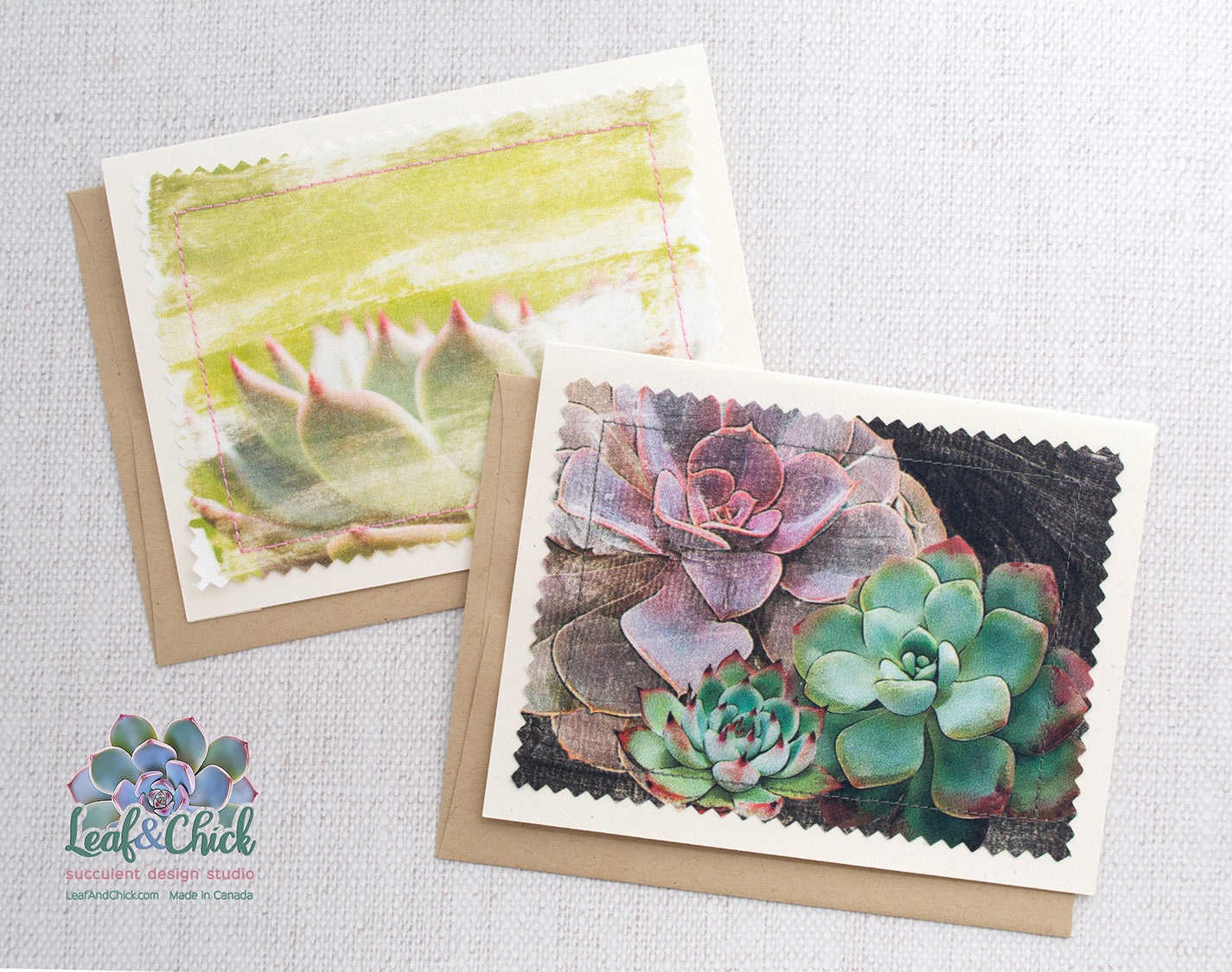 succulent art fabric greeting cards