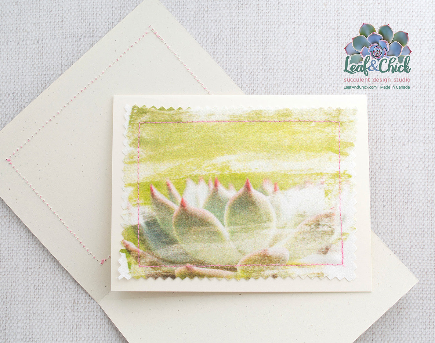 printed fabric succulent greeting card by Leaf & Chick
