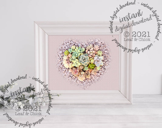 original digital succulent heart art