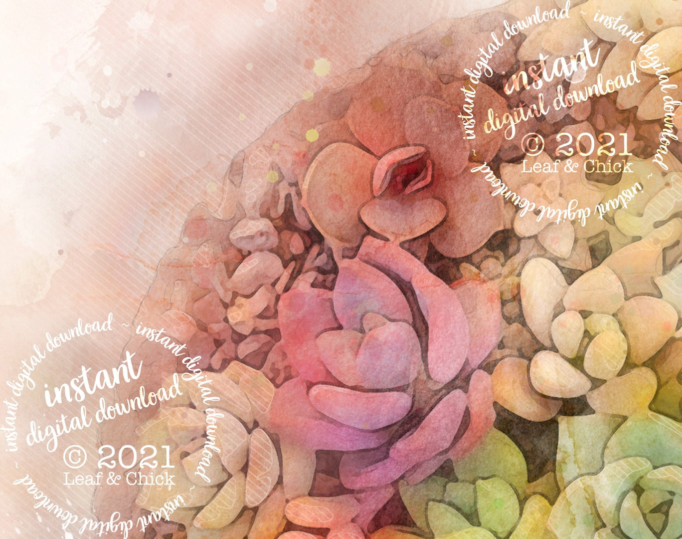 Whimsical Succulent Art | INSTANT DOWNLOAD | 1010