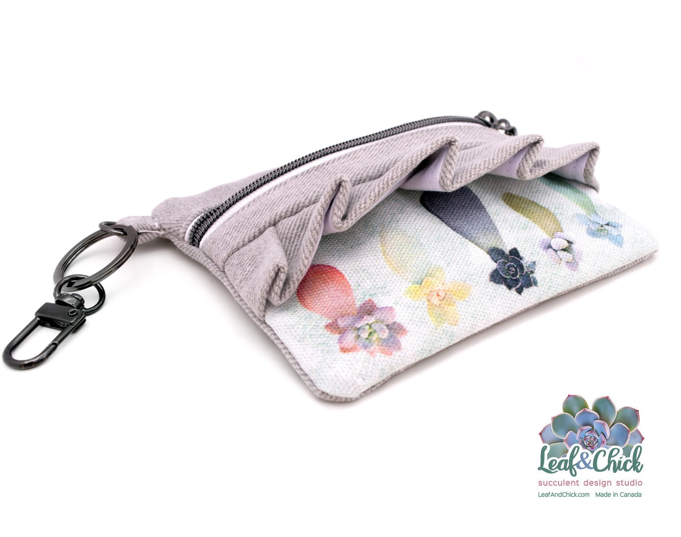 grey ruffle succulent coin purse