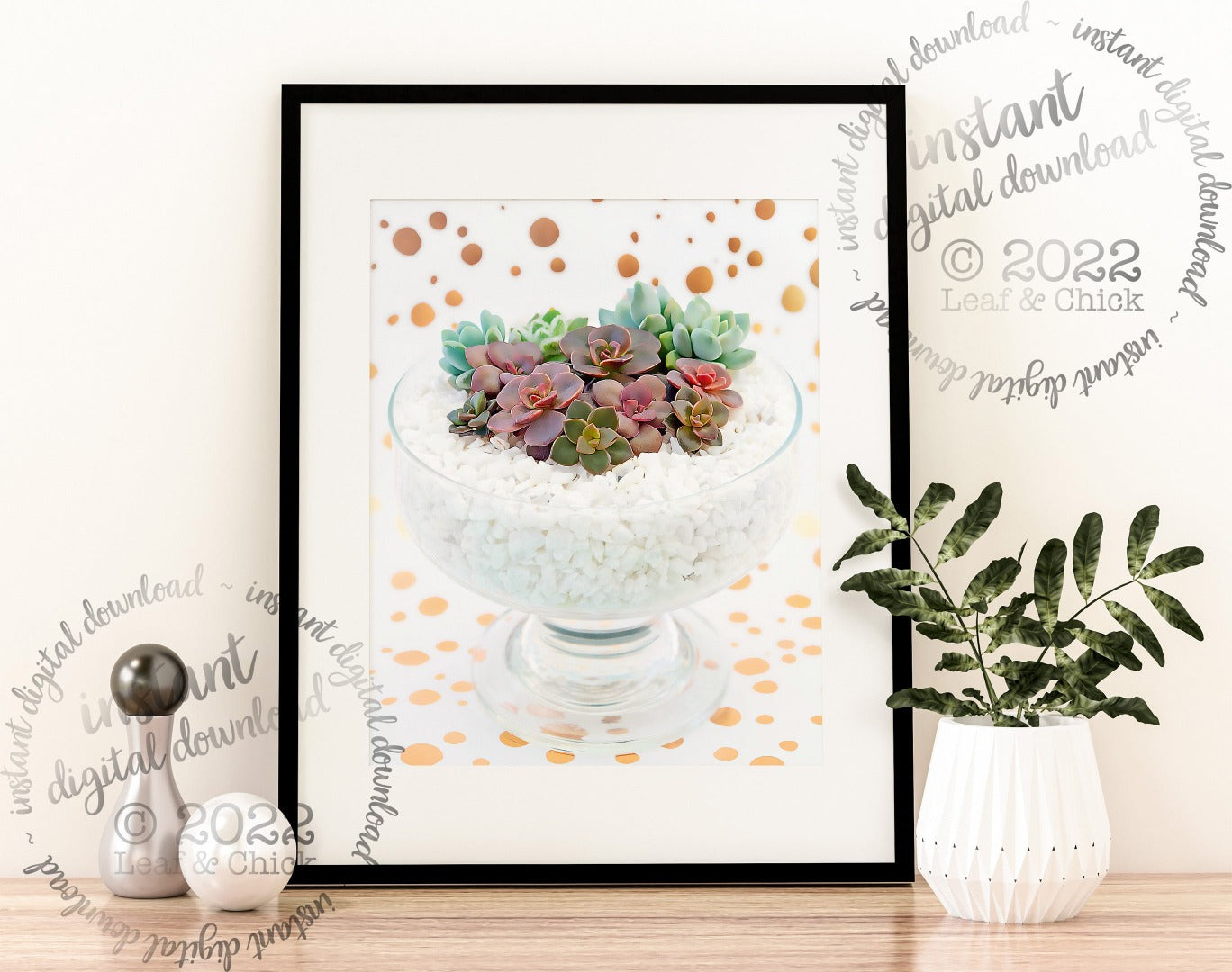 mockup of polka dot succulent art