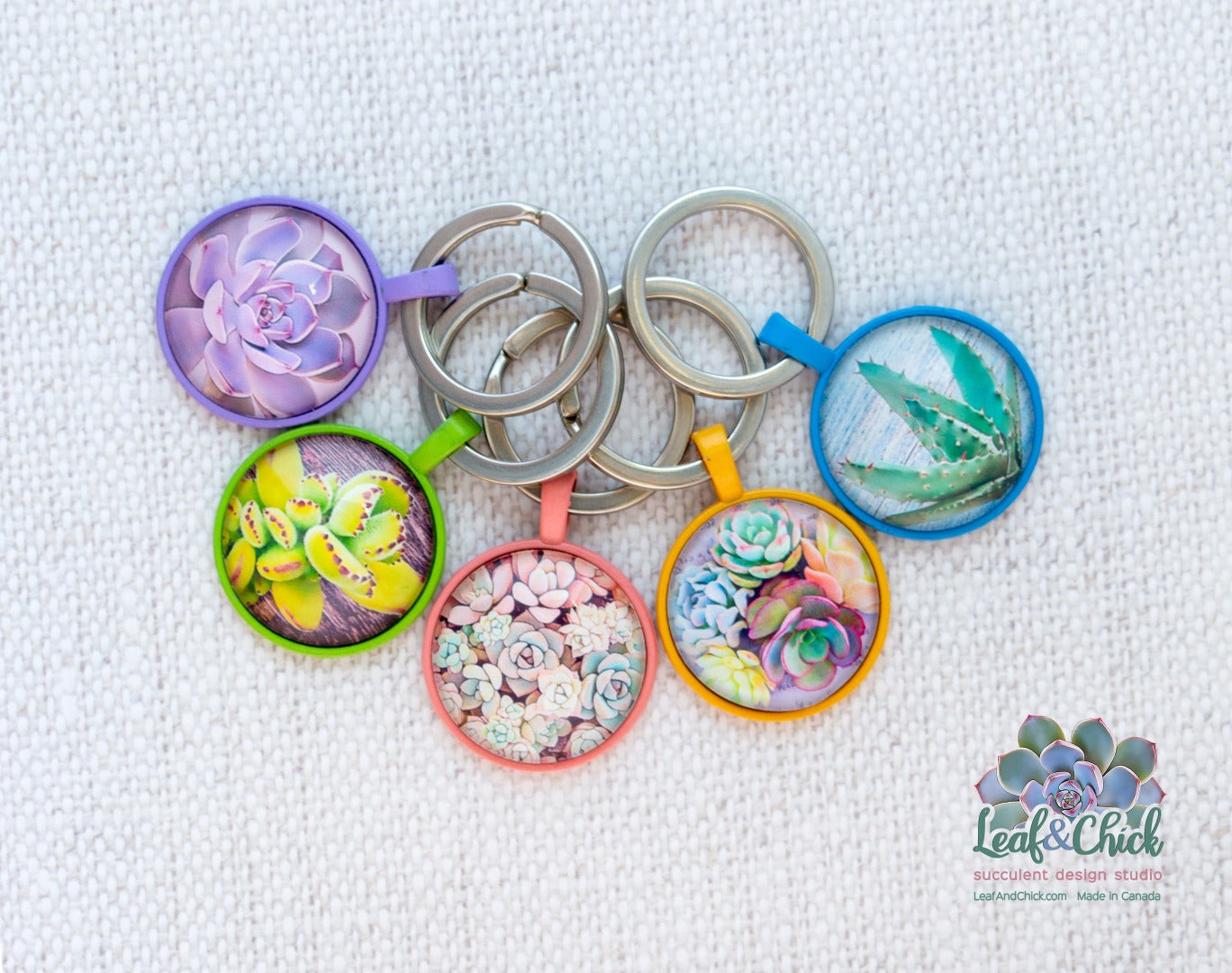 five colourful keychains