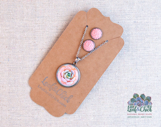 succulent necklace and earring set by Leaf and Chick