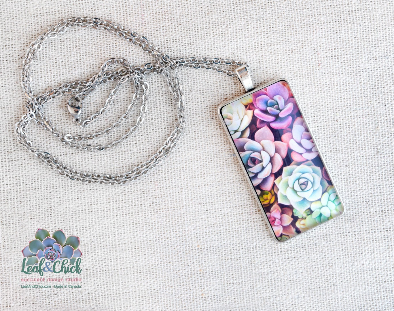 bright colourful succulent art necklace