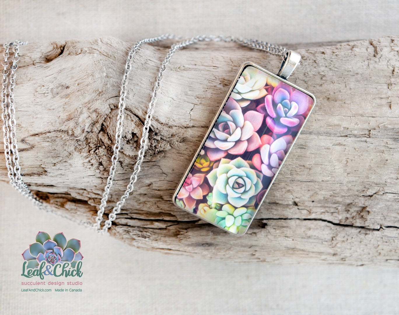 colourful succulent art necklace