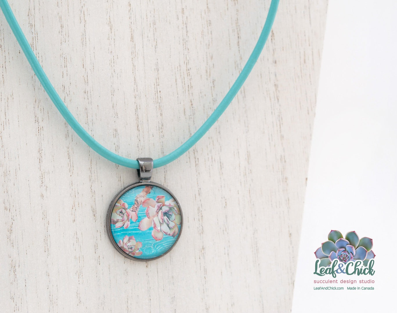 Turquoise Leather Art Necklace