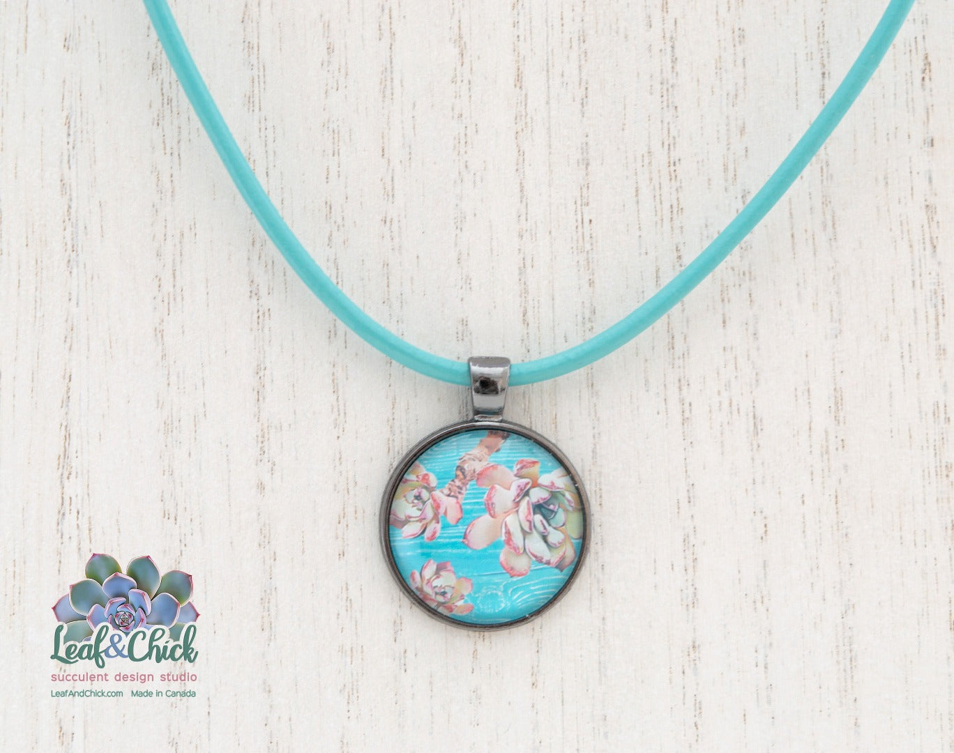Turquoise Leather Art Necklace