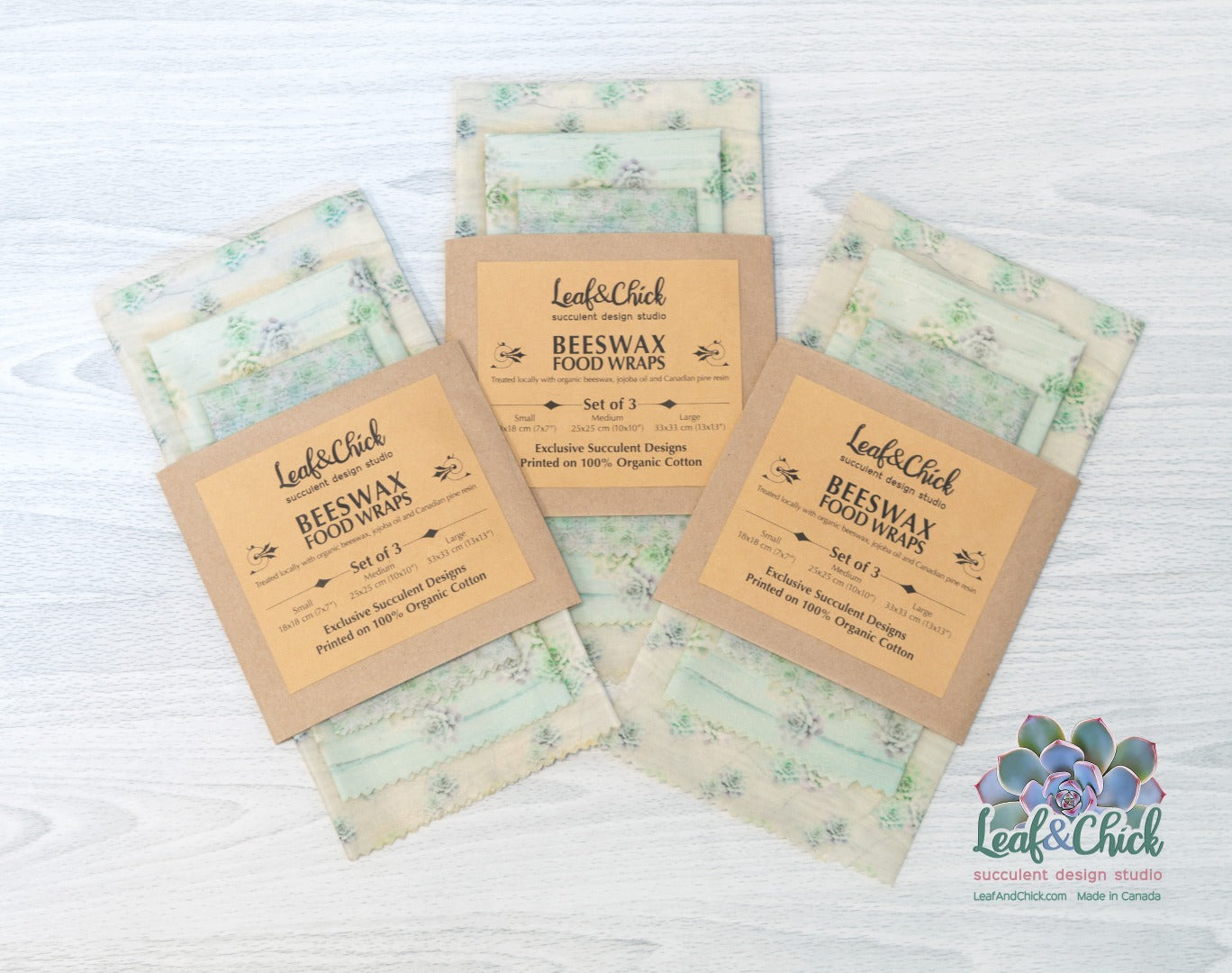 Set of 3 Beeswax Wraps | Greens