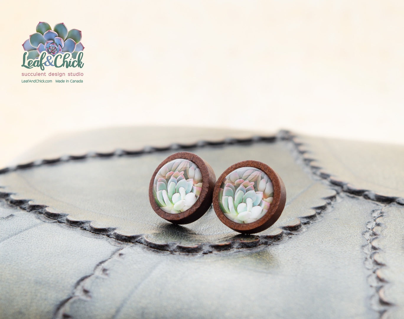 dark wood succulent studs