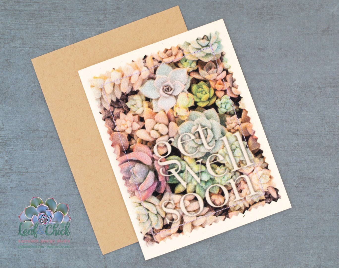 colourful succulent art greeting card