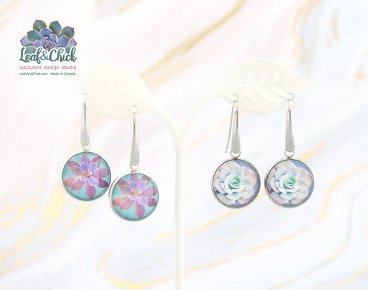 Silver Steel Drop Earrings