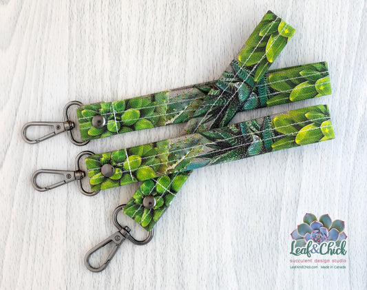 green succulent key fob with gunmetal swivel hook by Leaf & Chick