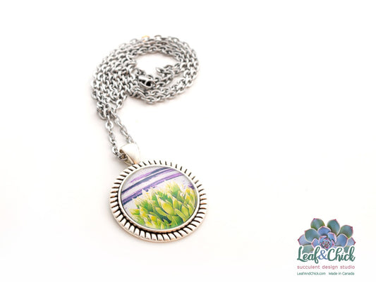 Haworthia succulent art necklace
