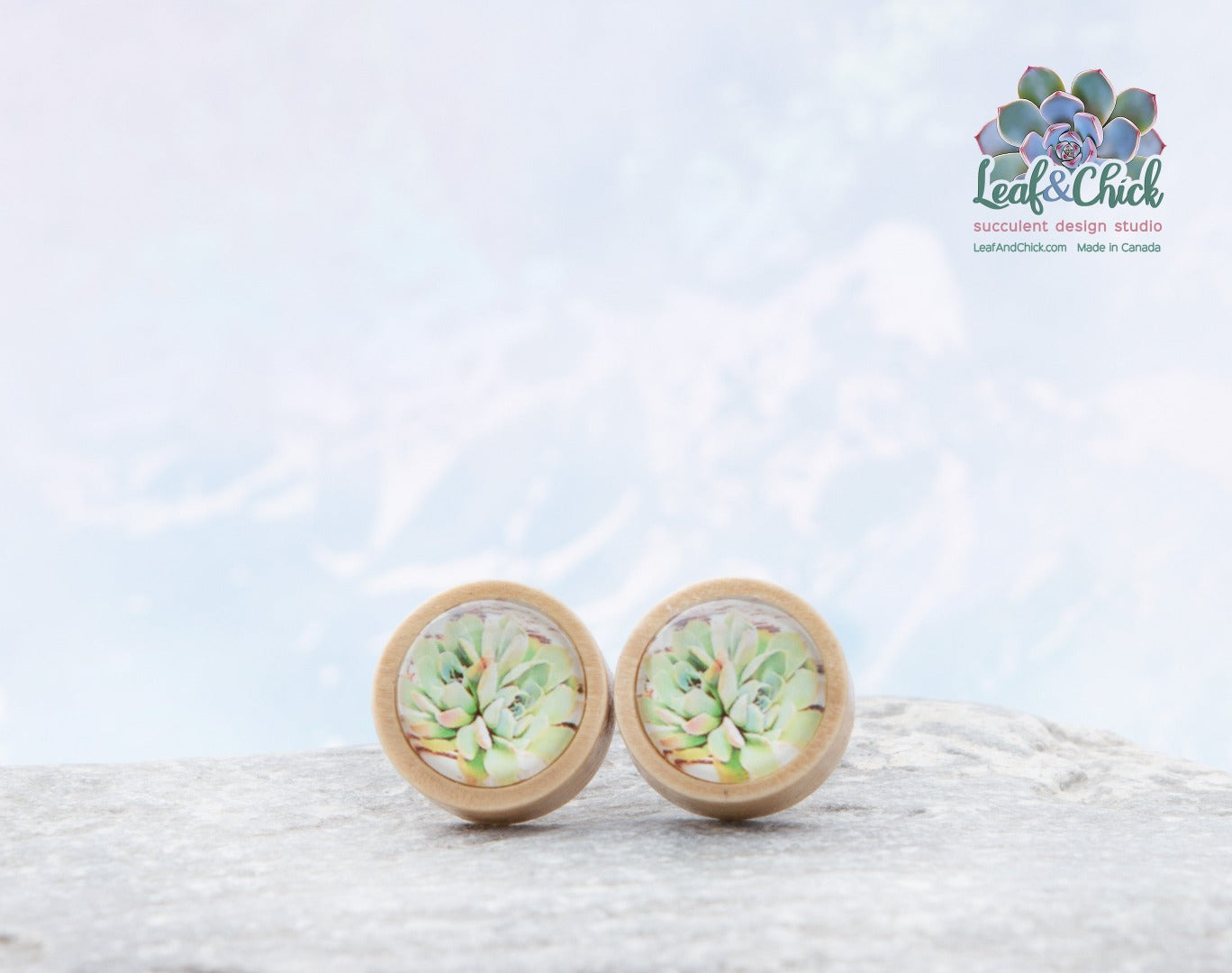 light wood boho stud earrings