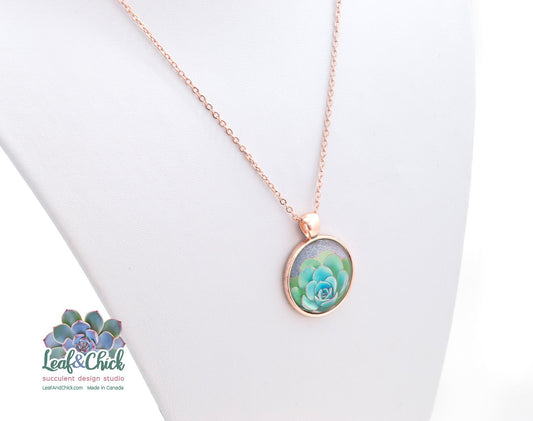 classic rose gold stainless steel chain succulent necklace