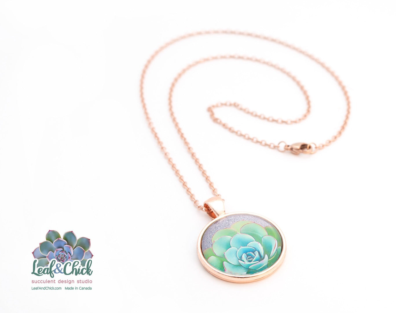 rose gold stainless steel succulent necklace