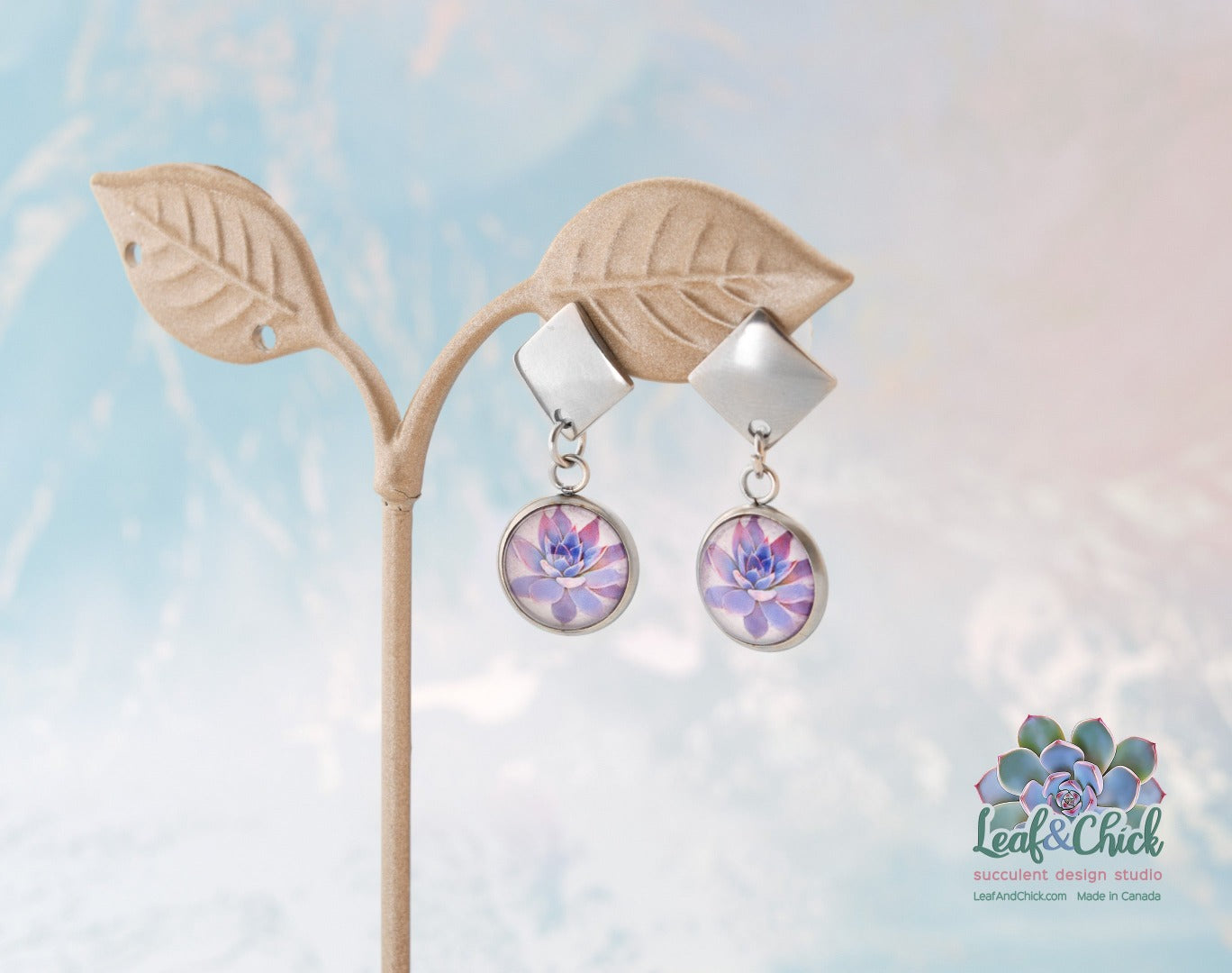 diamond dangle art earrings by Leaf & Chick