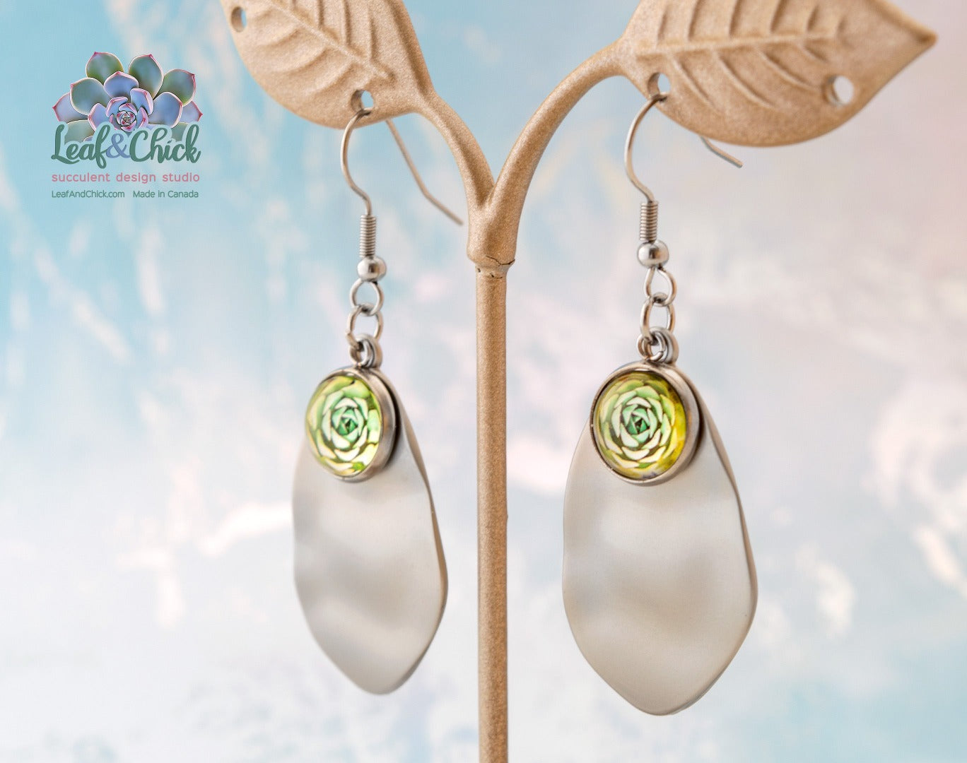 Leaf & Chick succulent earrings