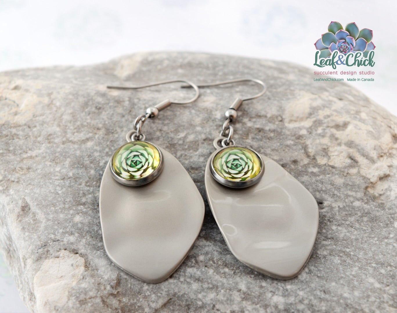 Oblong succulent earrings