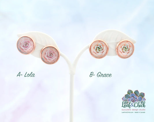 rose gold earring studs labelled