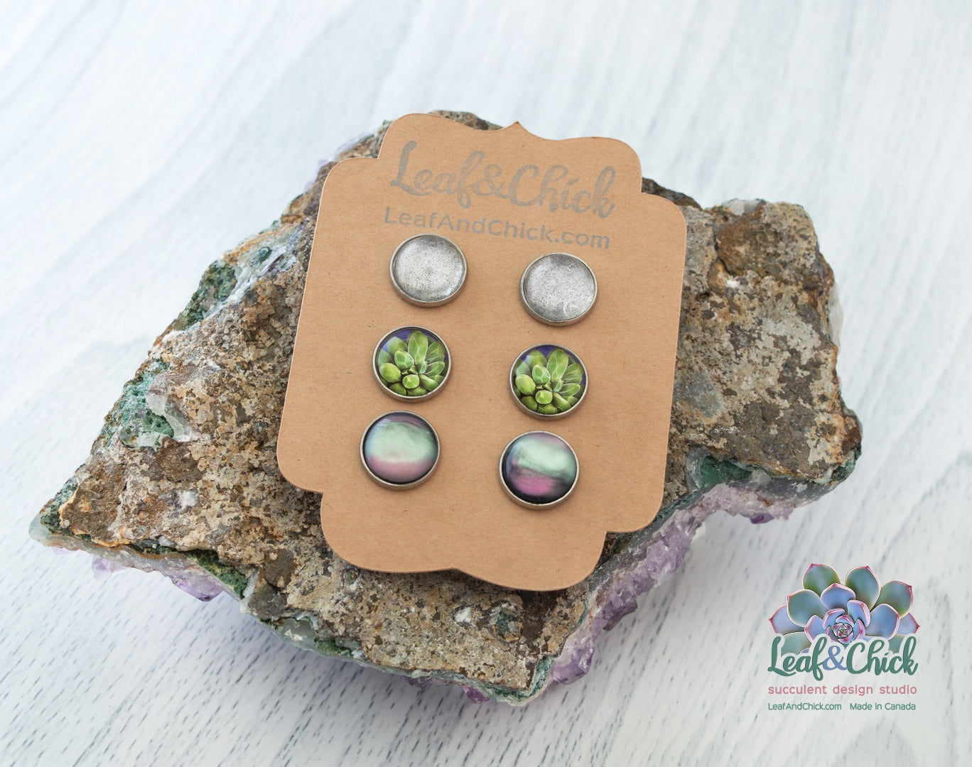 carded trio stud earring set